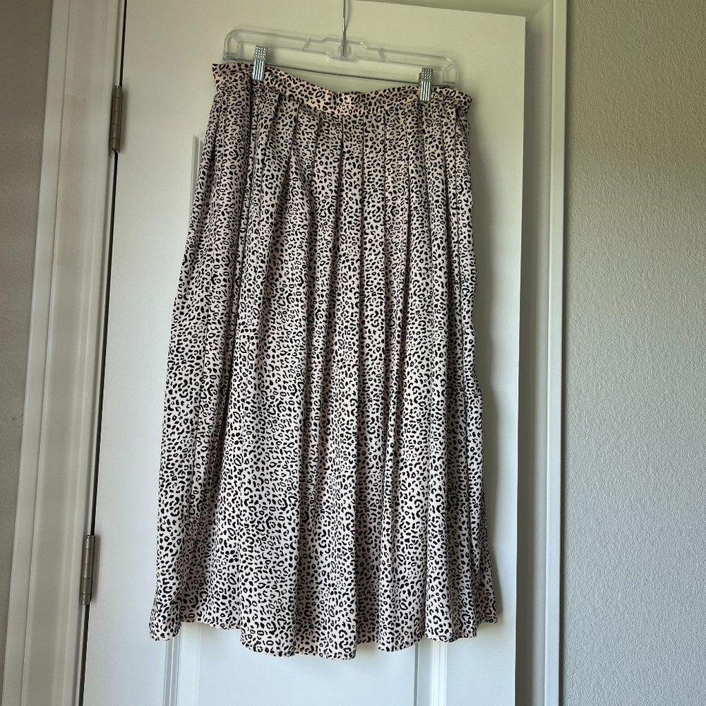 Blush Pink Leopard Print Pleated Midi Skirt from Target - sz 12